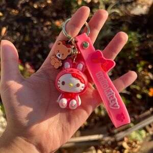 Hand Crafted Adorable Hello Kitty Sanrio keychain with stickers (2)💜